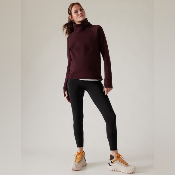 NWT Athleta Polartec Funnel Neck Spice Cabernet Sweatshirt Size Small - Picture 2 of 10